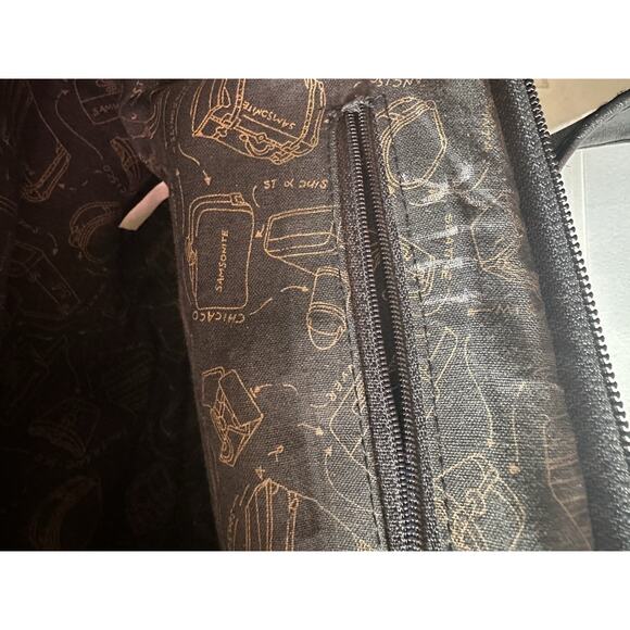 Samsonite Travel Bag Black Leather Long Shoulder Strap Front Turn Lock Pocket - Picture 7 of 9